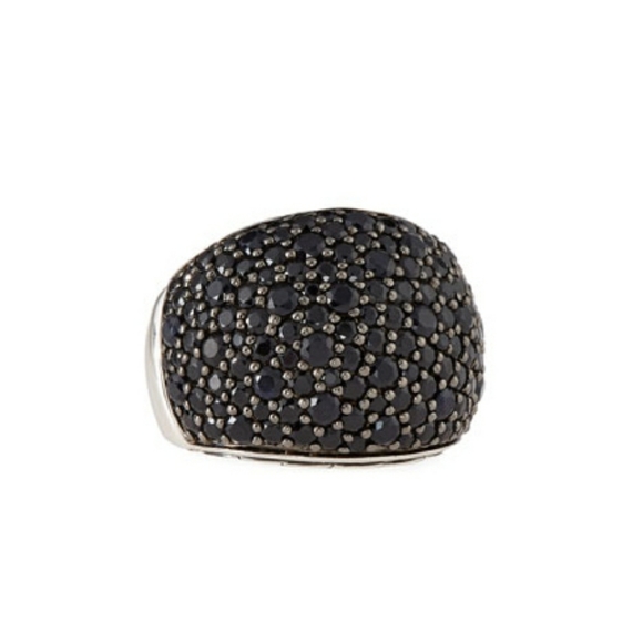 John Hardy Bedeg Silver Lava Pave Black Sapphire Ring - Picture 1 of 6